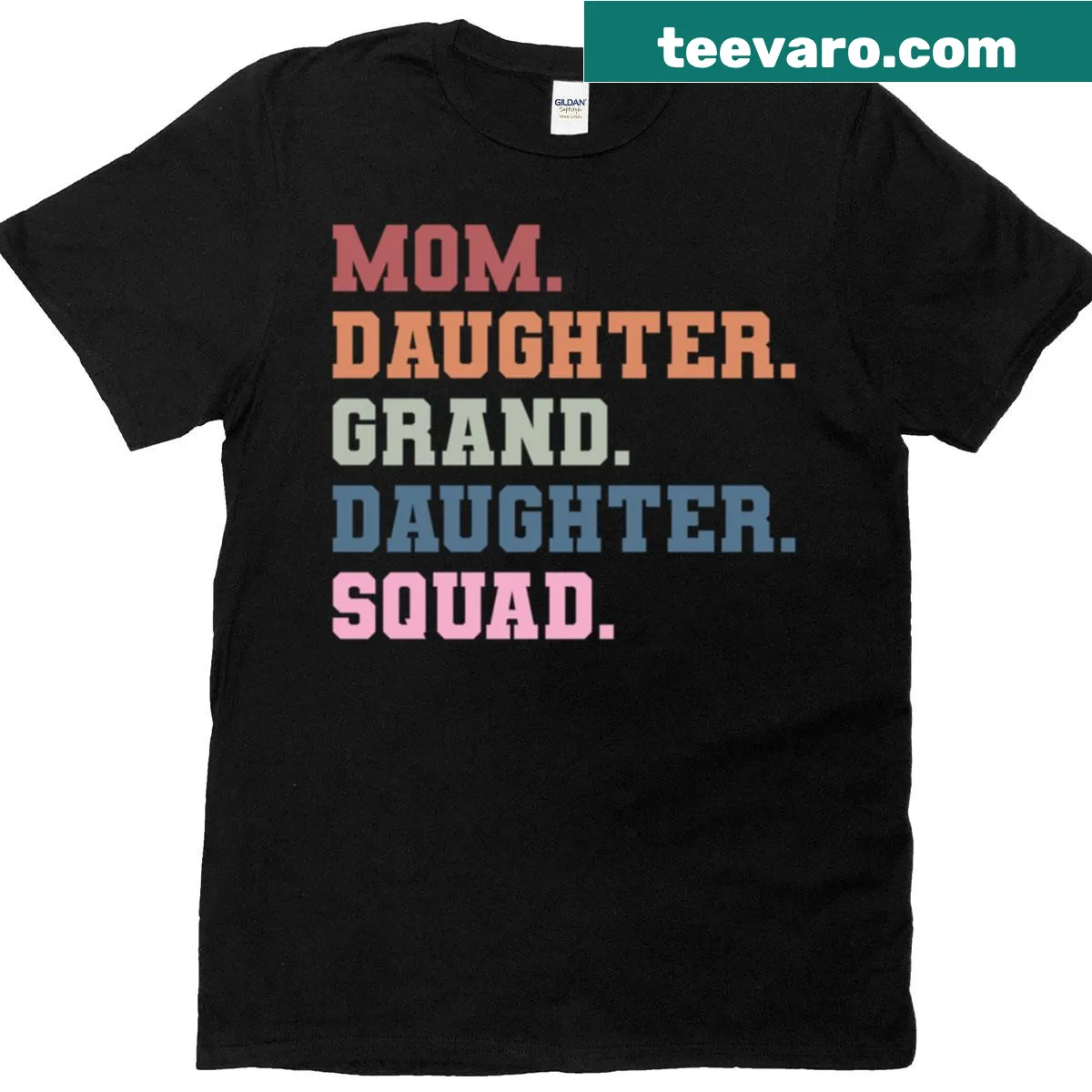 Oversized T-shirt featuring matching family graphics for Mom, Daughter, and Granddaughter — on a men's t-shirt
