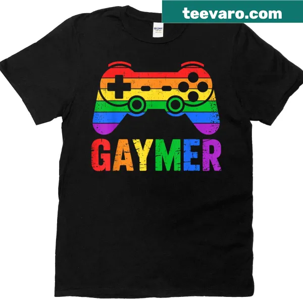 Rainbow-themed T-shirt for gaymers with humorous gaming graphics