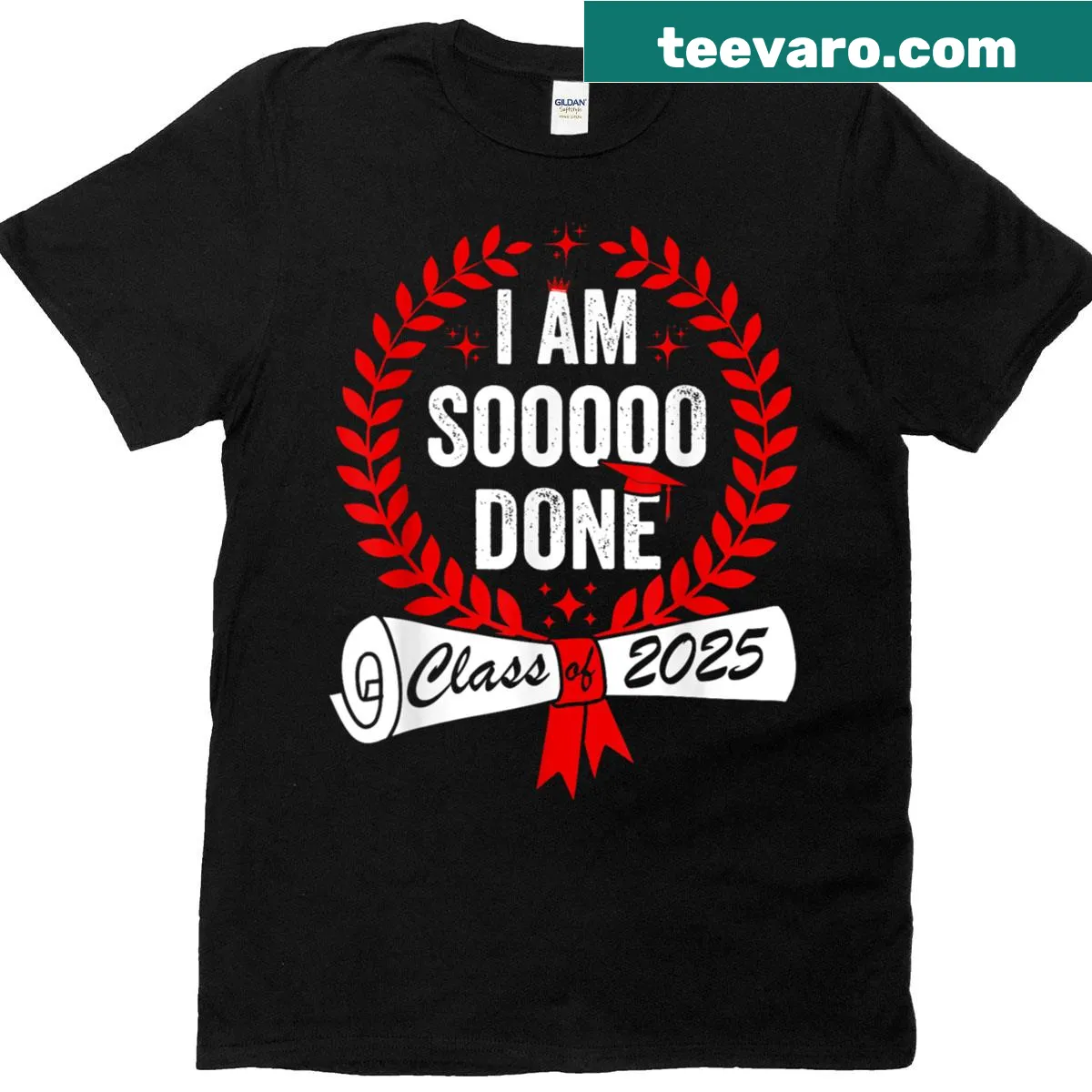 Funny graduation T-shirt for Class of 2025 with humorous text — on a men's t-shirt