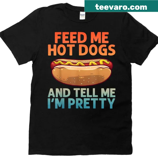 Cartoon hot dog graphic on a fun food-themed T-shirt