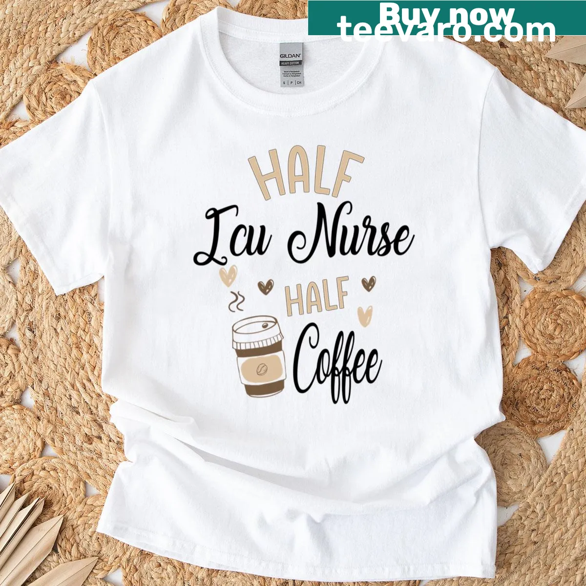 Funny ICU Nurse T-shirt with humorous coffee design — on a men's t-shirt