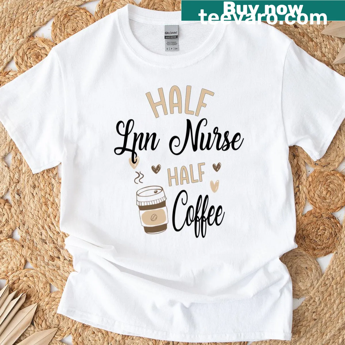Funny nurse t-shirt featuring humorous coffee-themed typography — on a men's t-shirt