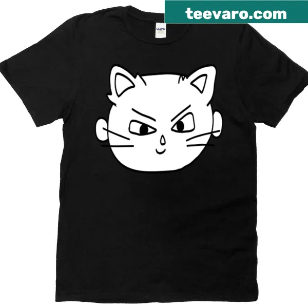 Funny cat character head graphic on a playful T-shirt