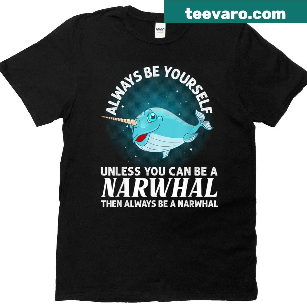 Cute narwhal illustration T-shirt for narwhal lovers — on a men's t-shirt