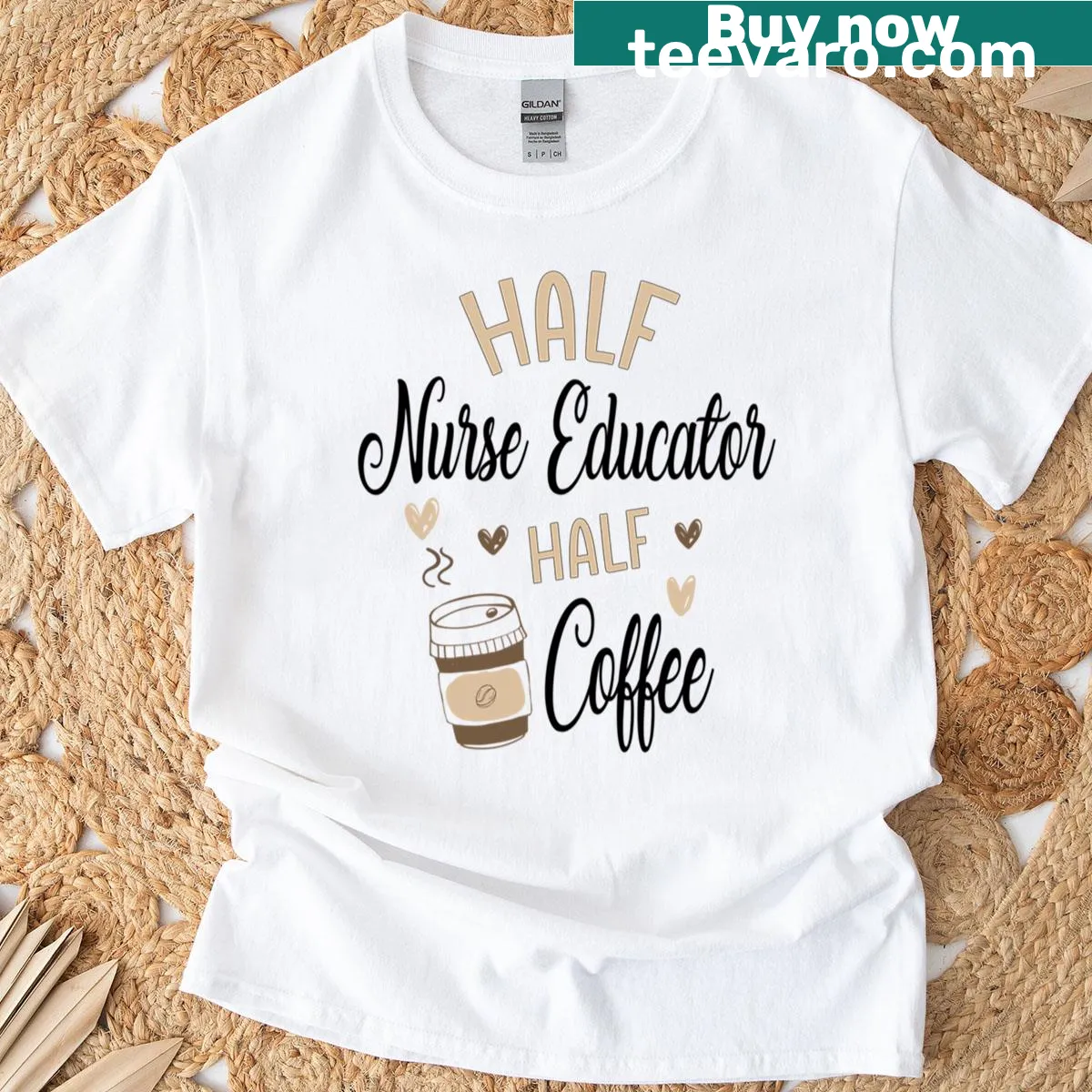 Nurse educator t-shirt with humorous coffee graphic — on a men's t-shirt