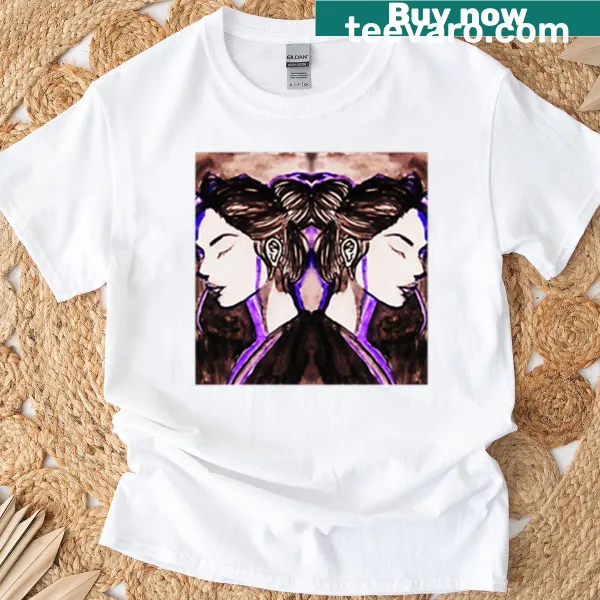 Illustrative Gemini-themed t-shirt for girls in black, white, and purple