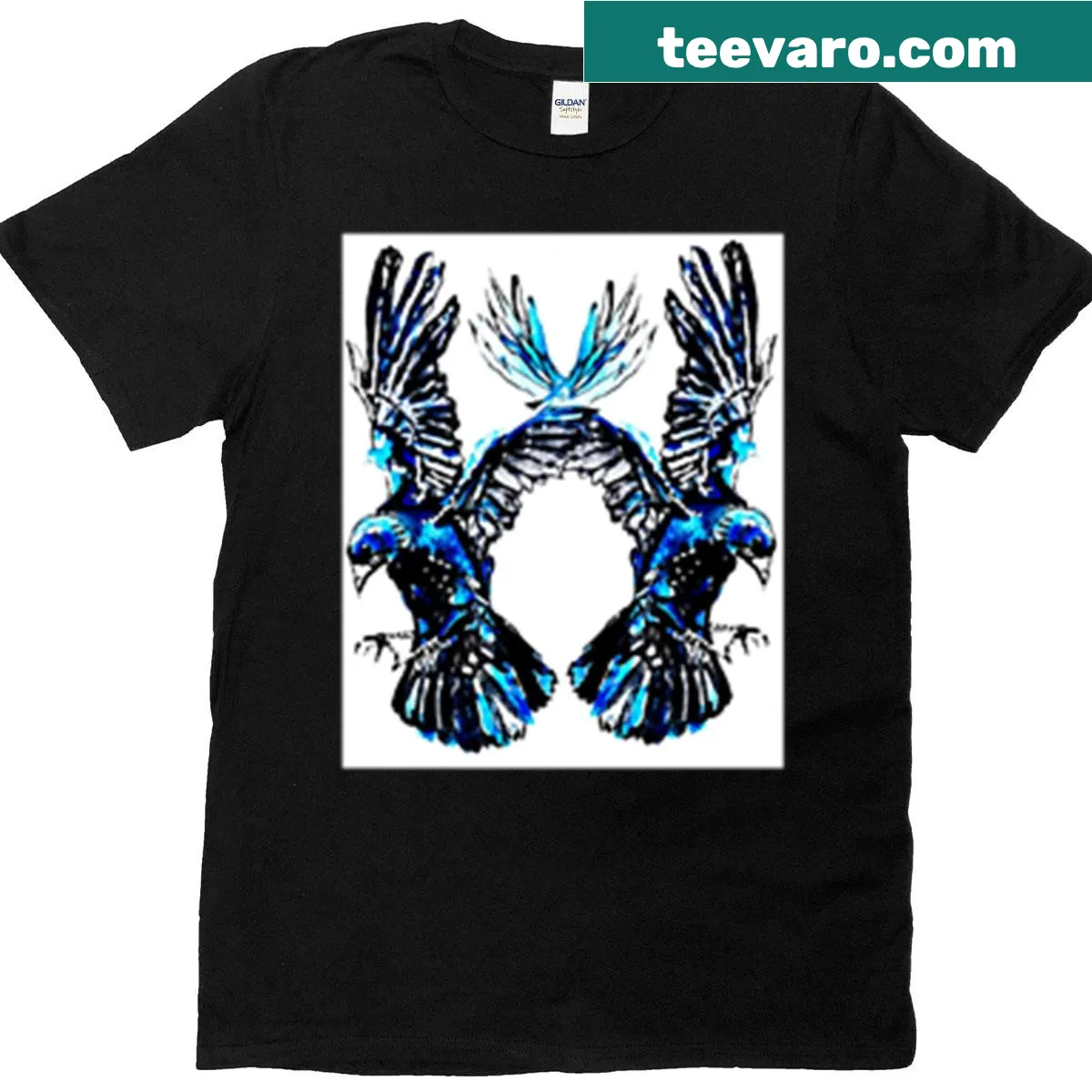 Gemini-themed T-shirt featuring ravens in a whimsical design — on a men's t-shirt