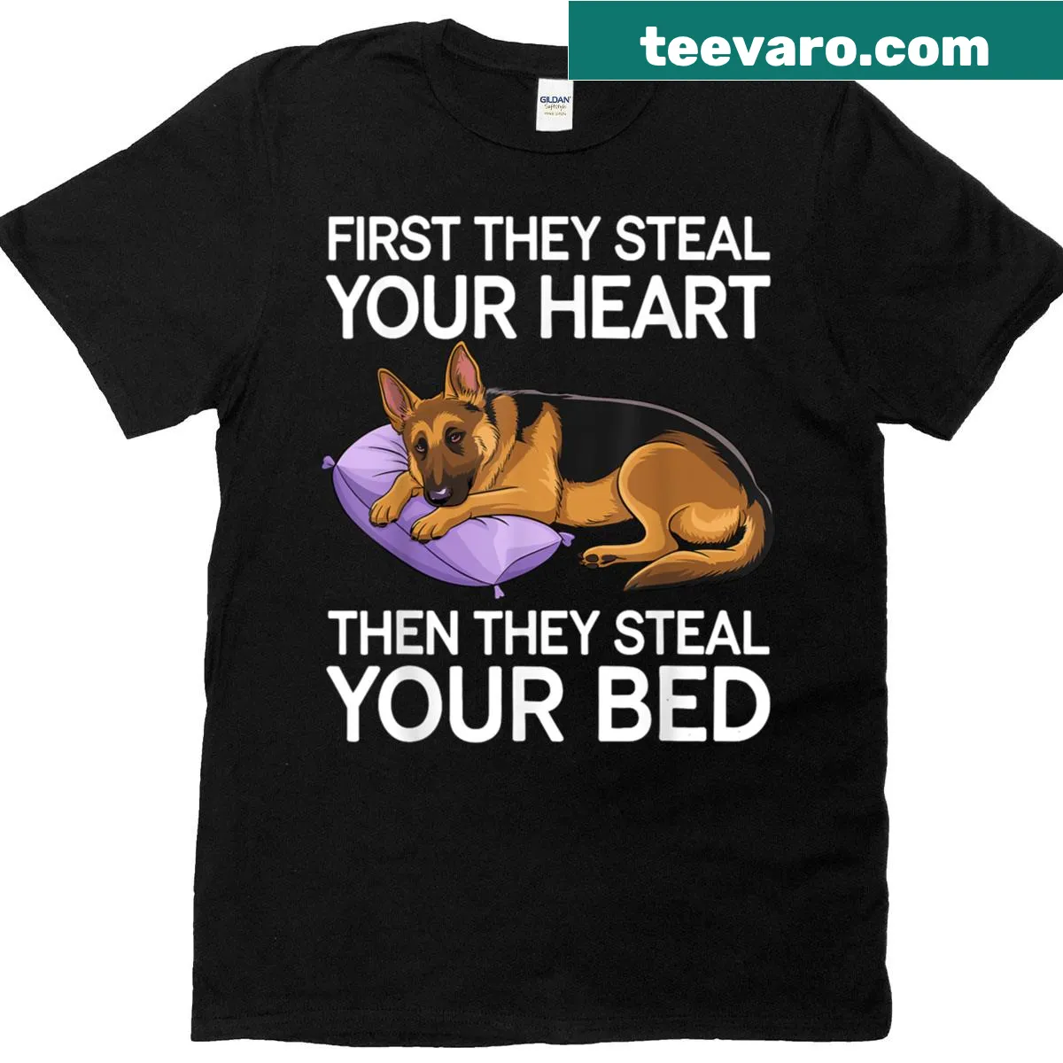 Illustrative German Shepherd design on a T-shirt for dog lovers. — on a men's t-shirt