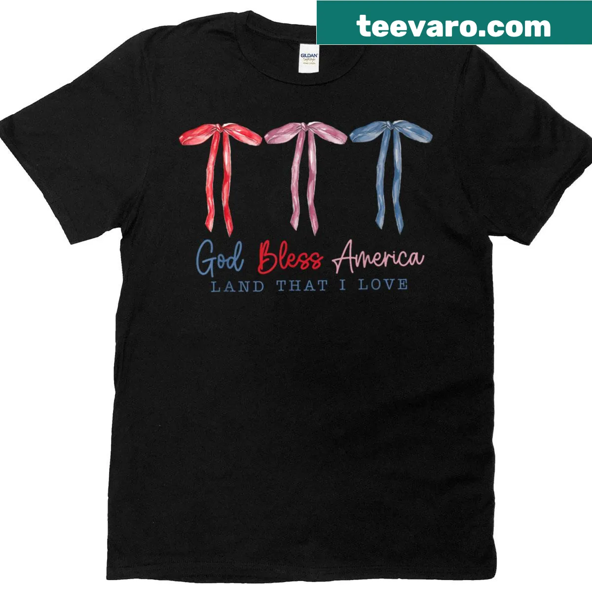 Patriotic T-shirt with bow design for Fourth of July — on a men's t-shirt