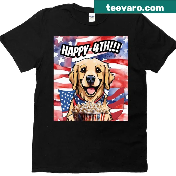 Oversized T-shirt with a golden retriever and American flag graphic