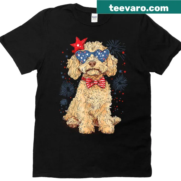 Patriotic Goldendoodle T-shirt for July 4th celebrations
