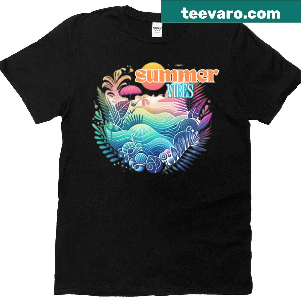 Playful gradient design summer vibes oversized t-shirt — on a men's t-shirt