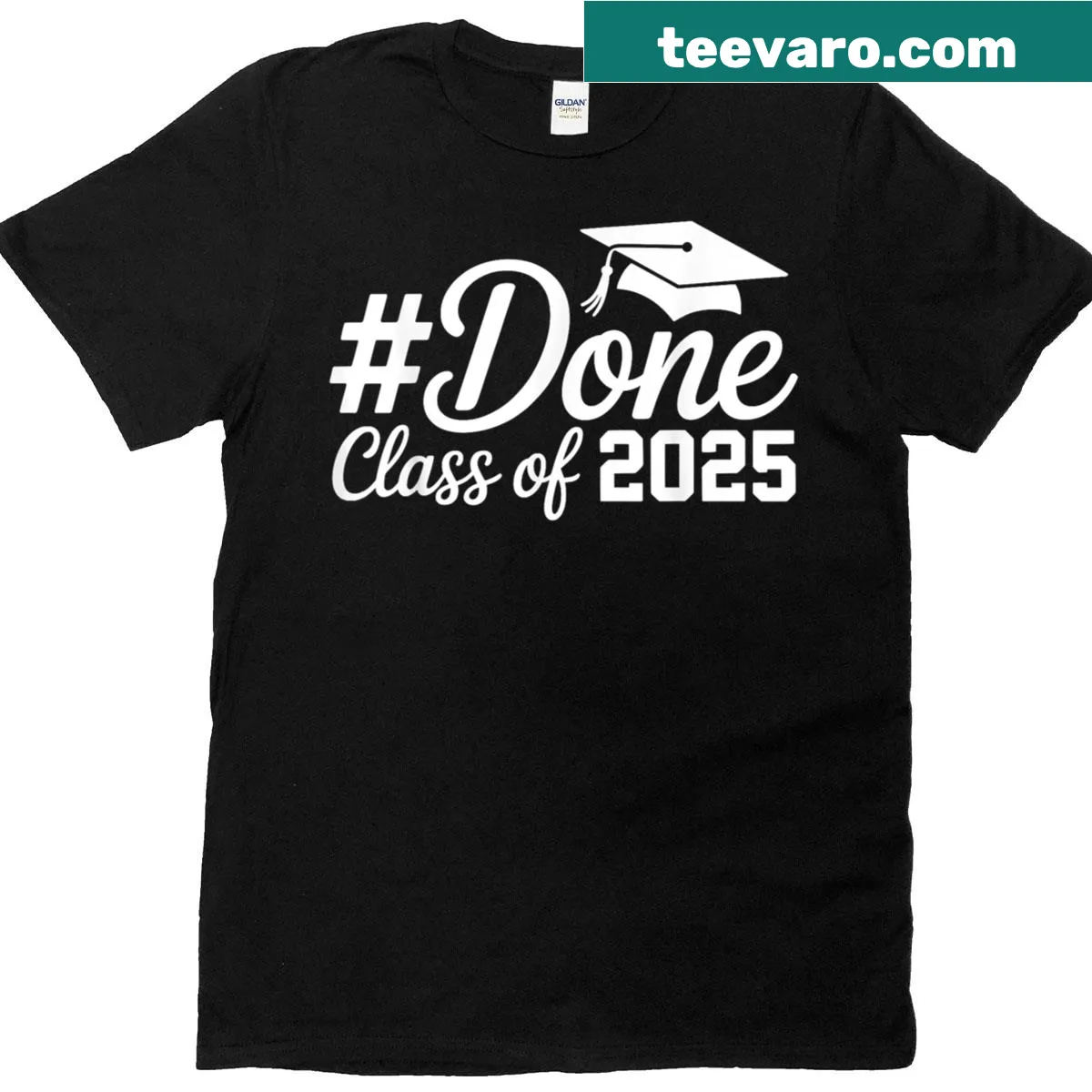 Graduation T-shirt for Class of 2025 with bold typography — on a men's t-shirt