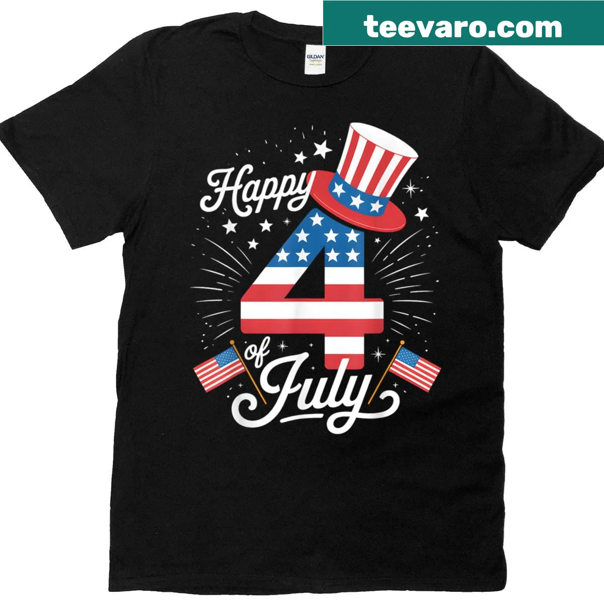 Patriotic American flag design for the 4th of July — on a men's t-shirt