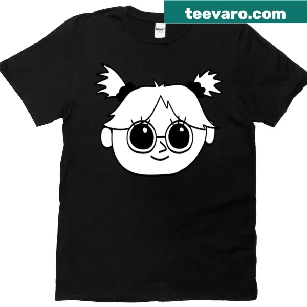 Cartoon girl wearing oversized glasses on a funny tee