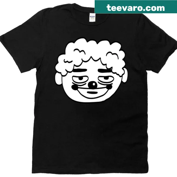 Funny tired clown character on a humorous T-shirt