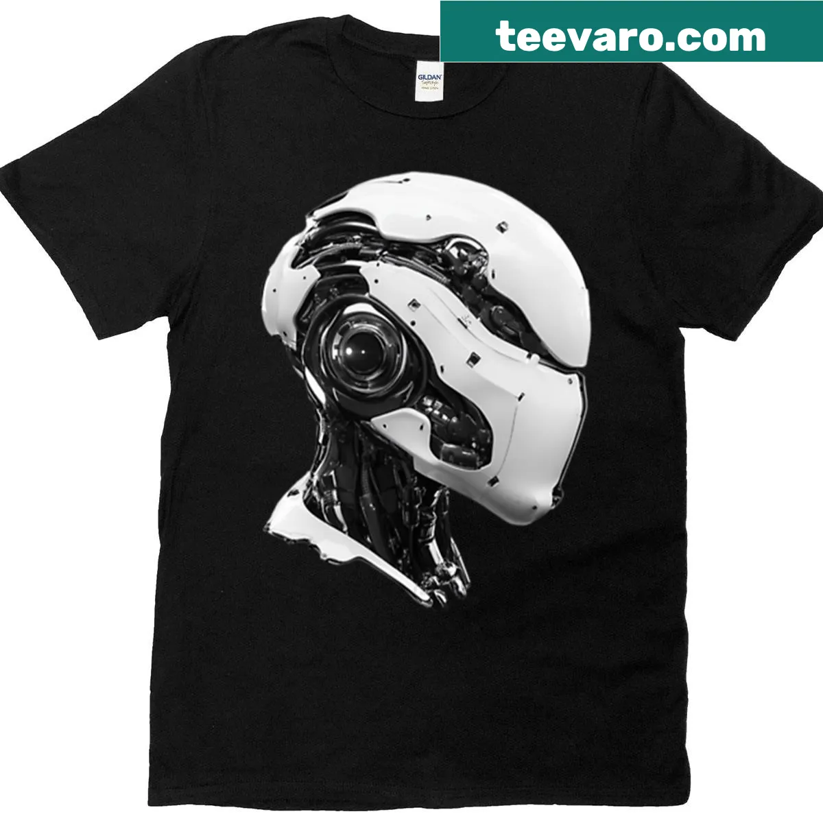 Playful oversized T-shirt featuring a robot head illustration — on a men's t-shirt