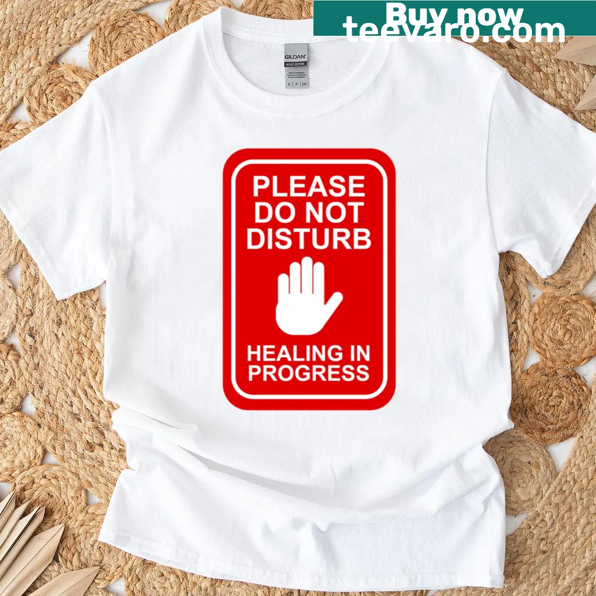 T-shirt with a humorous message about healing in progress — on a men's t-shirt