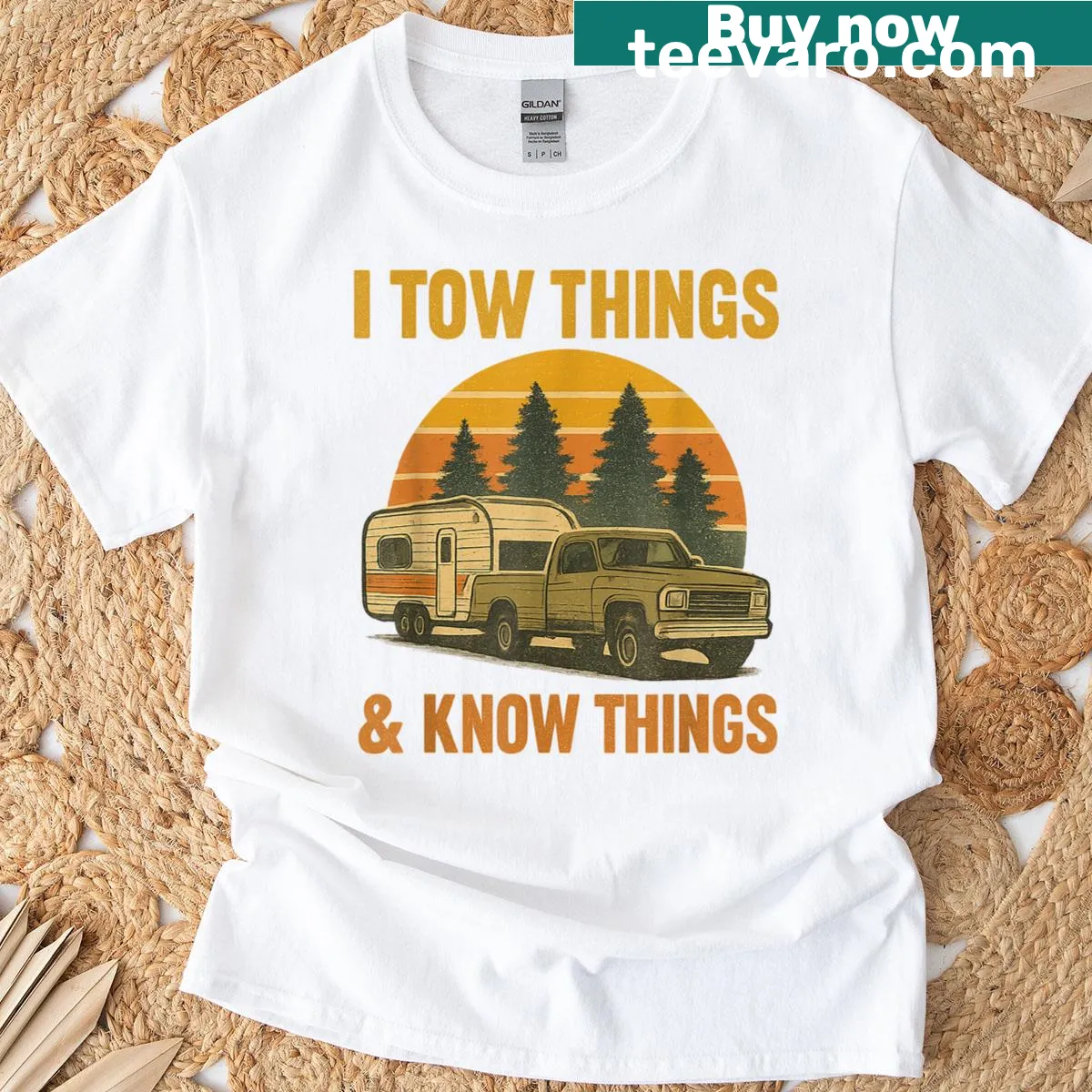 Funny t-shirt with the phrase 'I Tow Things And I Know Things' — on a men's t-shirt