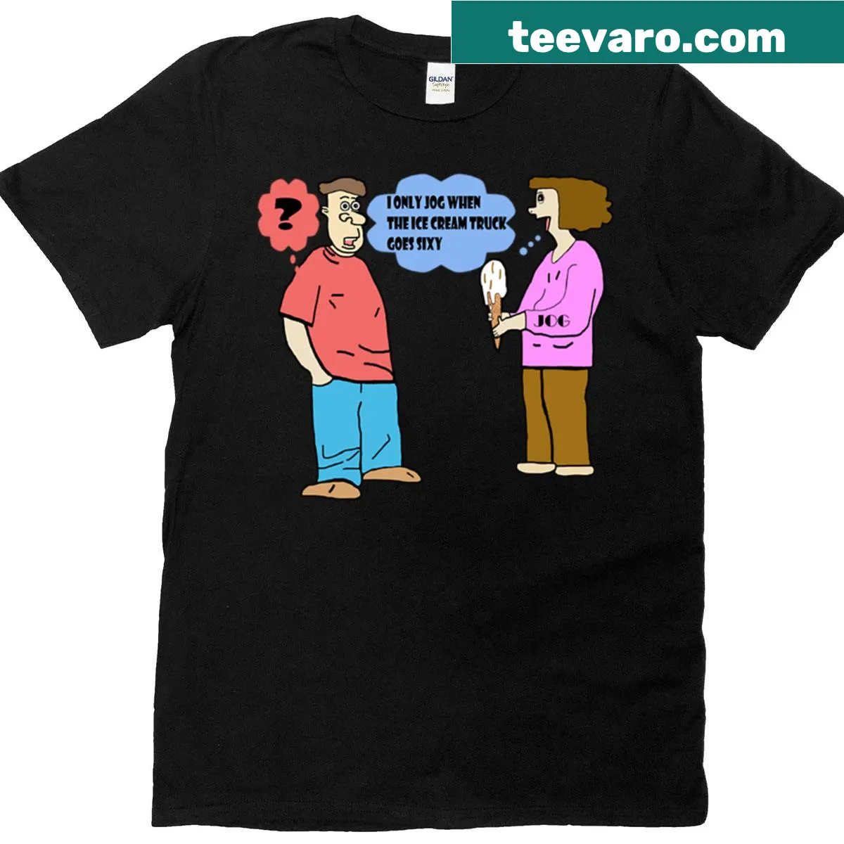 T-shirt with a cheerful illustration of an ice cream cone — on a men's t-shirt