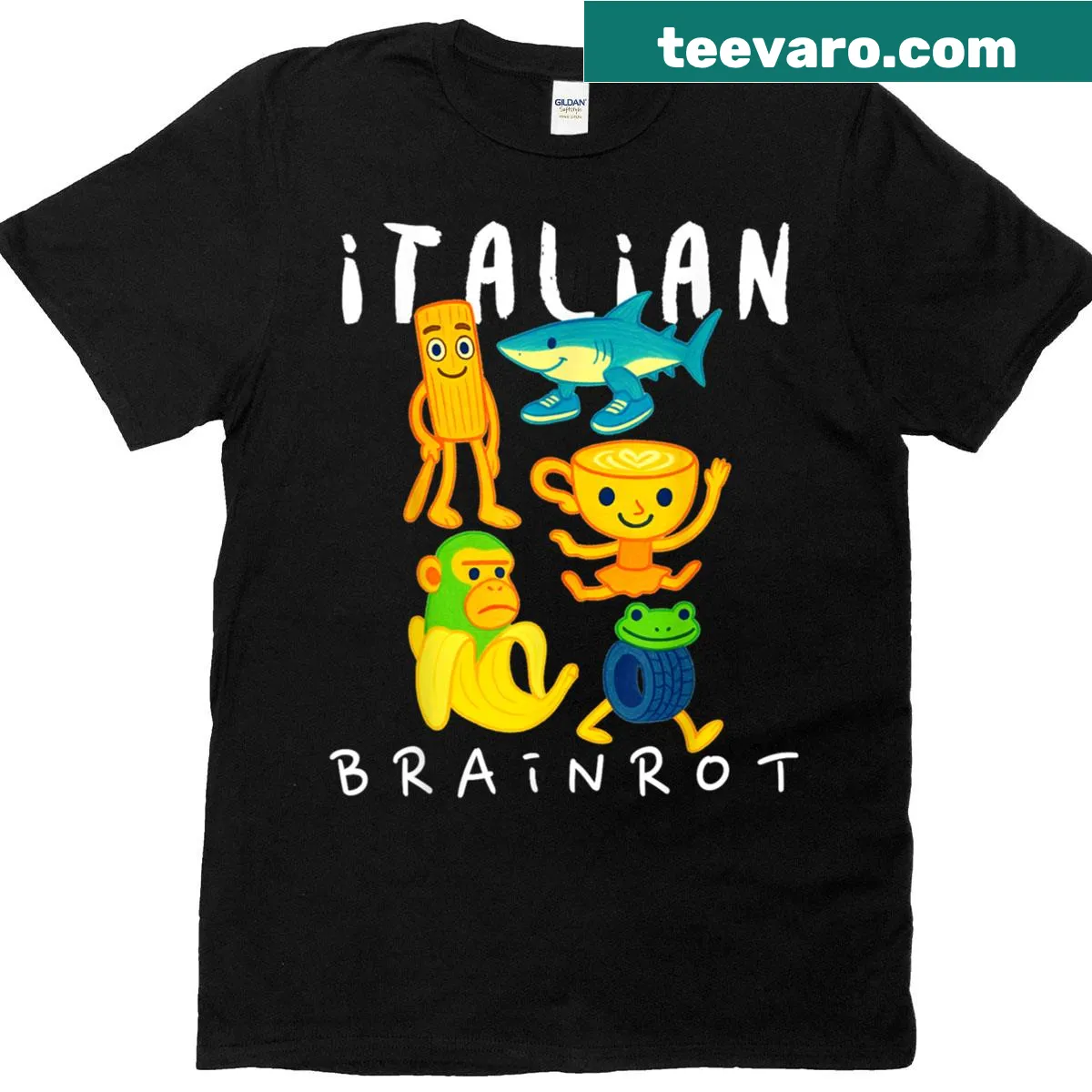 Cartoon Kids T-shirt with playful crayon drawings and funny meme design — on a men's t-shirt