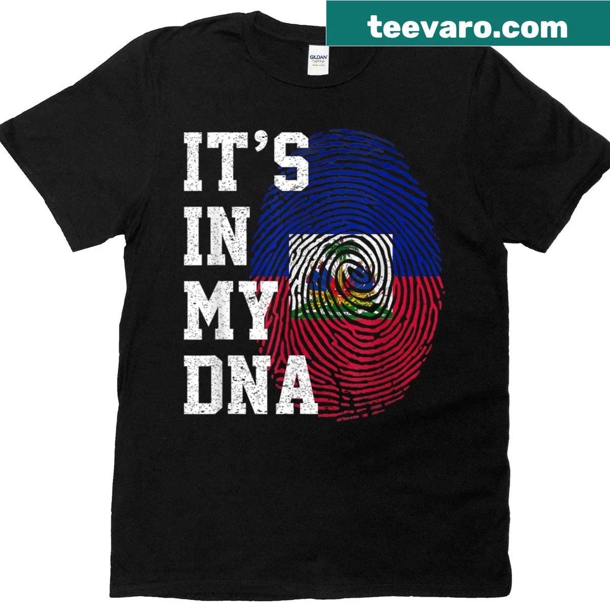 Haiti flag graphic on a patriotic T-shirt — on a men's t-shirt