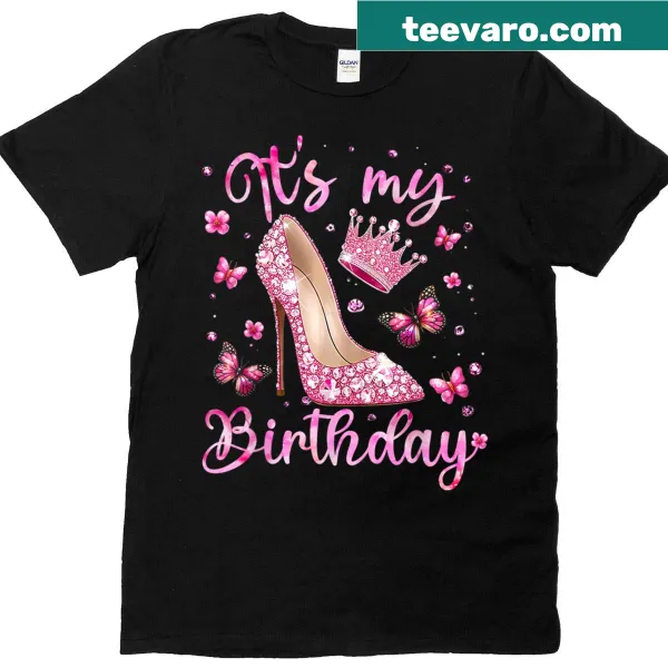 Cute T-shirt with high heels illustration for birthday girls