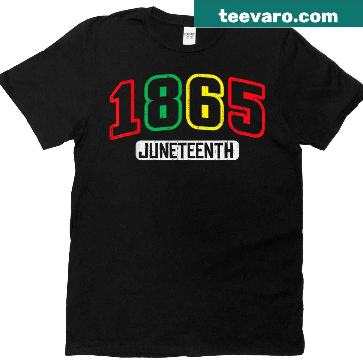 Juneteenth graphic featuring '1865 Freedom' on T-shirt — on a men's t-shirt