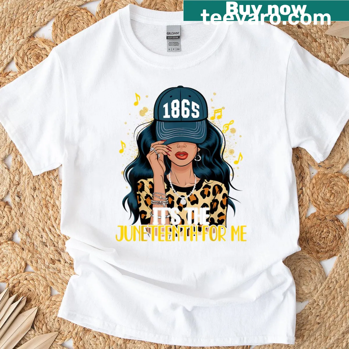 T-shirt commemorating Juneteenth with the phrase 'Juneteenth 1865 Freedom Day' — on a men's t-shirt