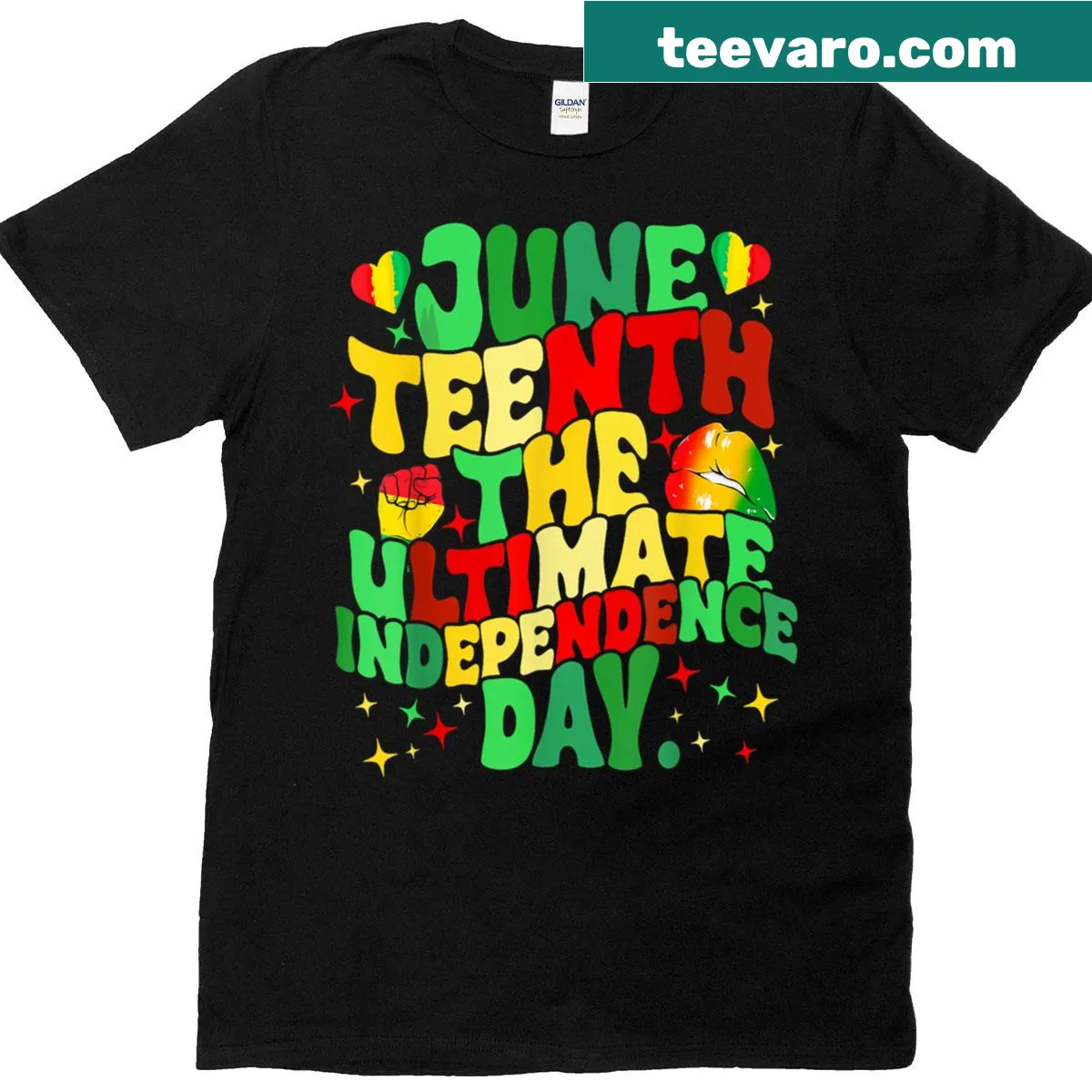 Juneteenth T-shirt featuring the year 1865 and Independence Day text — on a men's t-shirt