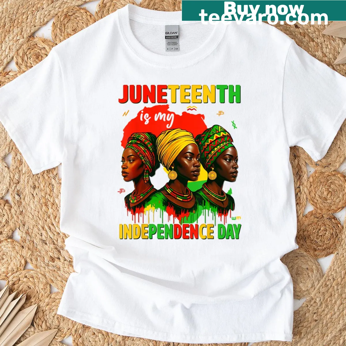 T-shirt declaring Juneteenth as Independence Day with a proud design — on a men's t-shirt