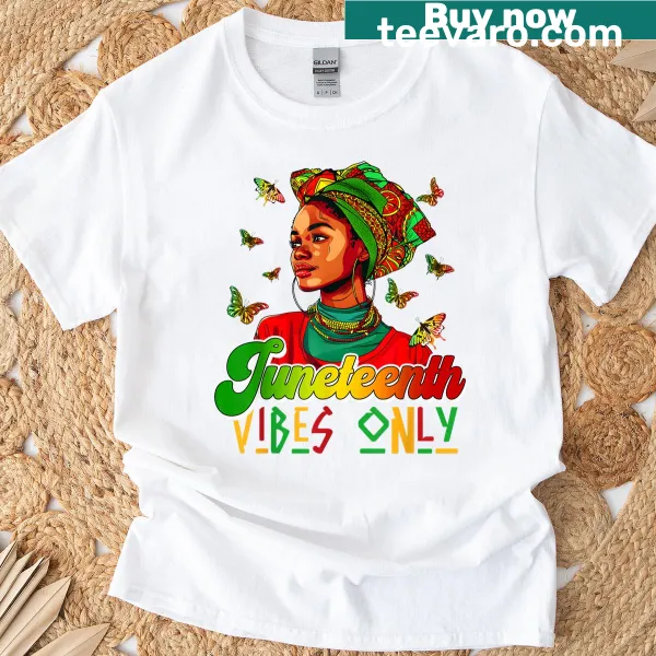 Juneteenth T-shirt for girls with 'Vibes Only 1865' text