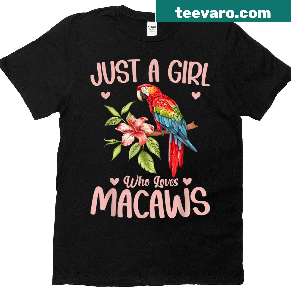 Cute T-shirt featuring macaws for parrot lovers — on a men's t-shirt