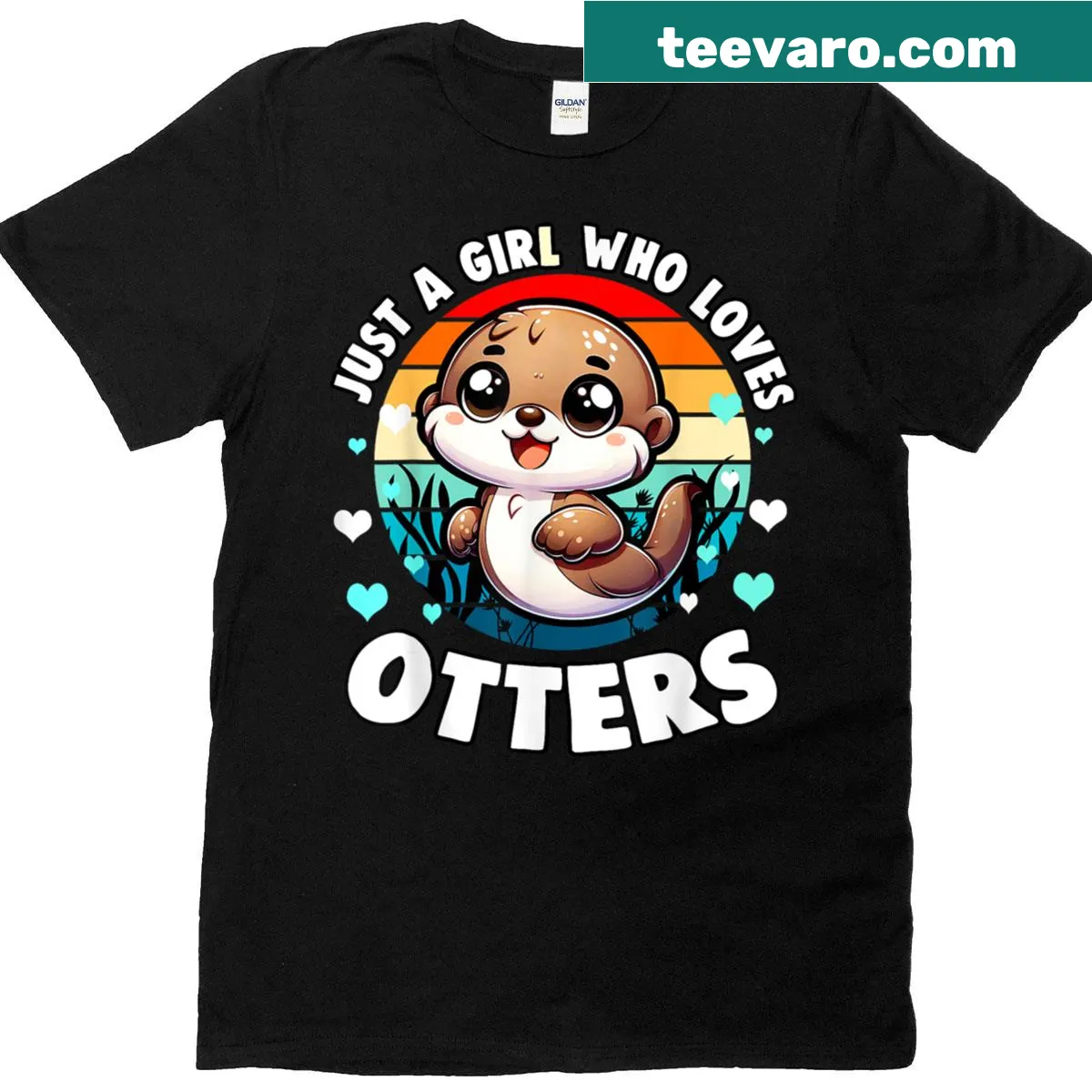 Playful otter graphic on a kids T-shirt — on a men's t-shirt