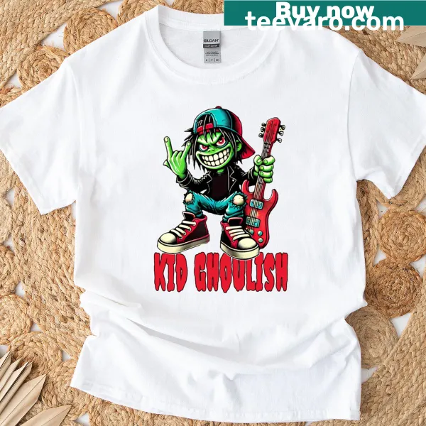 Cartoon oversized T-shirt featuring ghoulish heavy metal characters