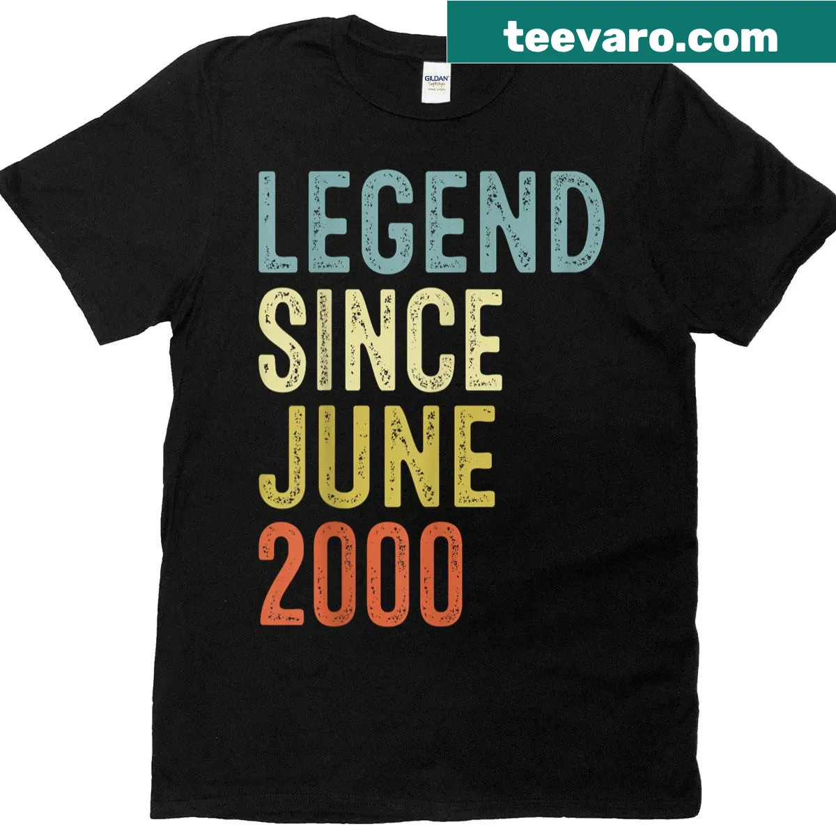 Typography design celebrating 25th birthday since June 2000. — on a men's t-shirt