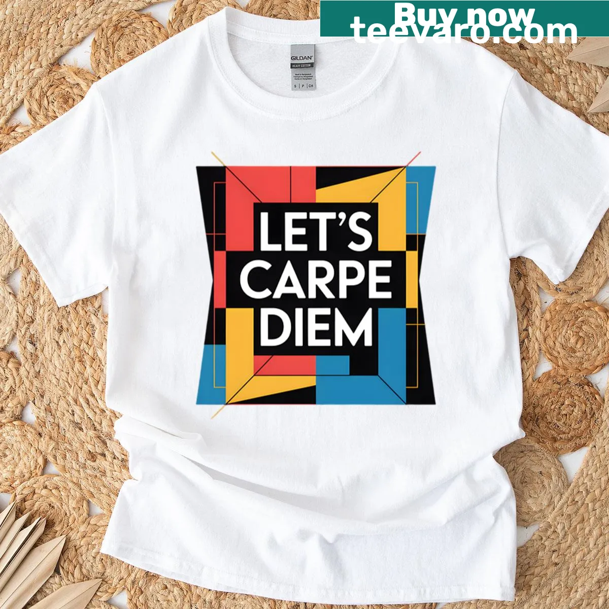 Typography t-shirt with the phrase 'Lets Carpe Diem'. — on a men's t-shirt
