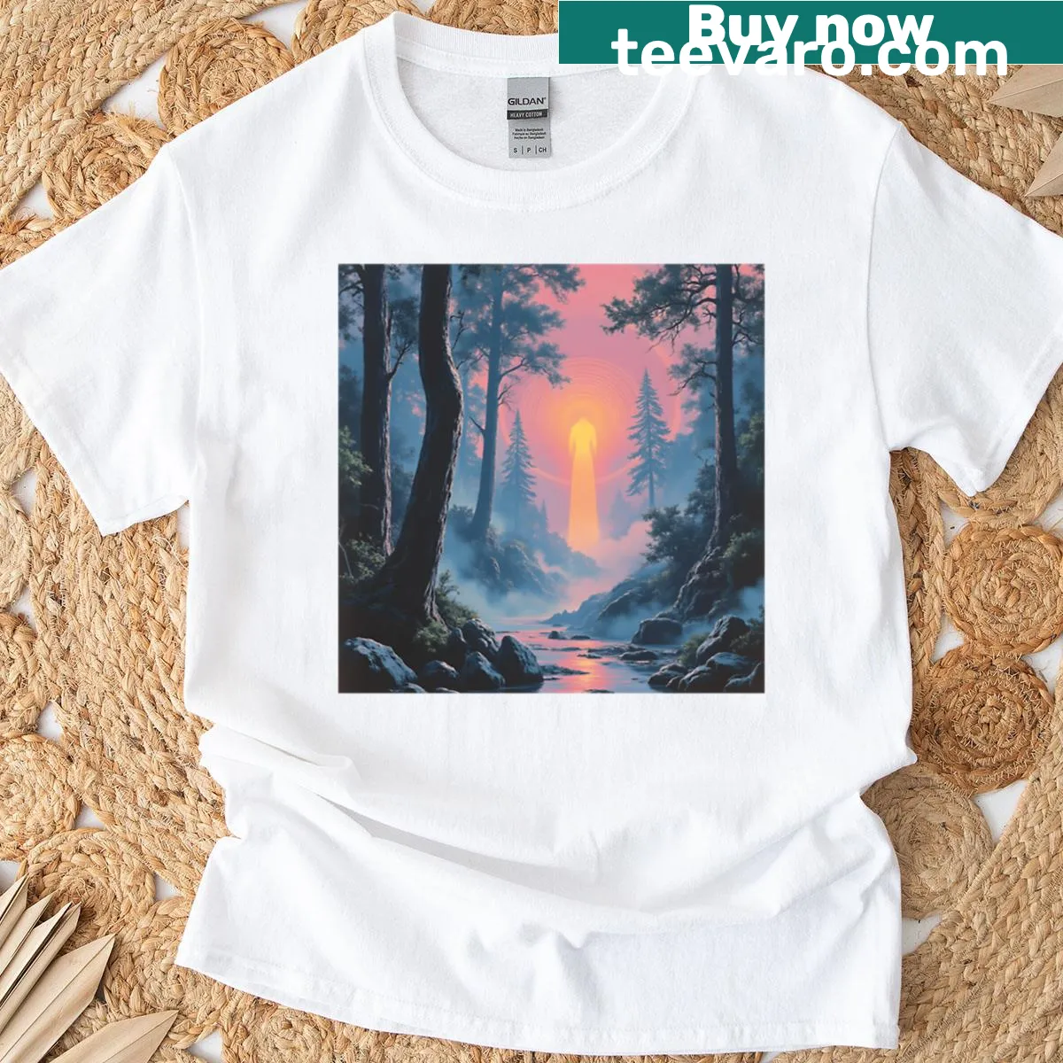 Oversized T-shirt with an illustration of a faceless guardian — on a men's t-shirt
