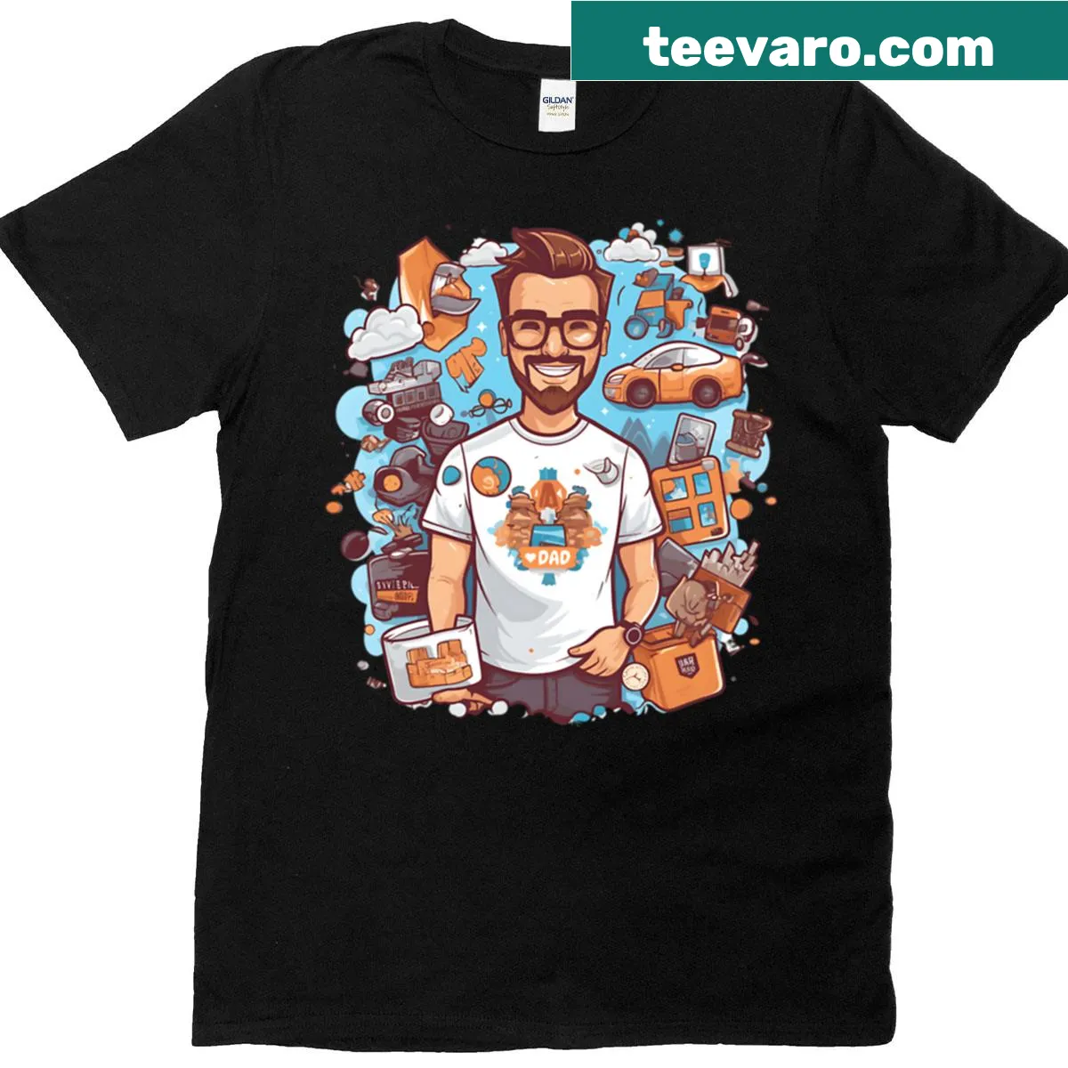 T-shirt with the phrase 'Love Dad' in a classic font design — on a men's t-shirt