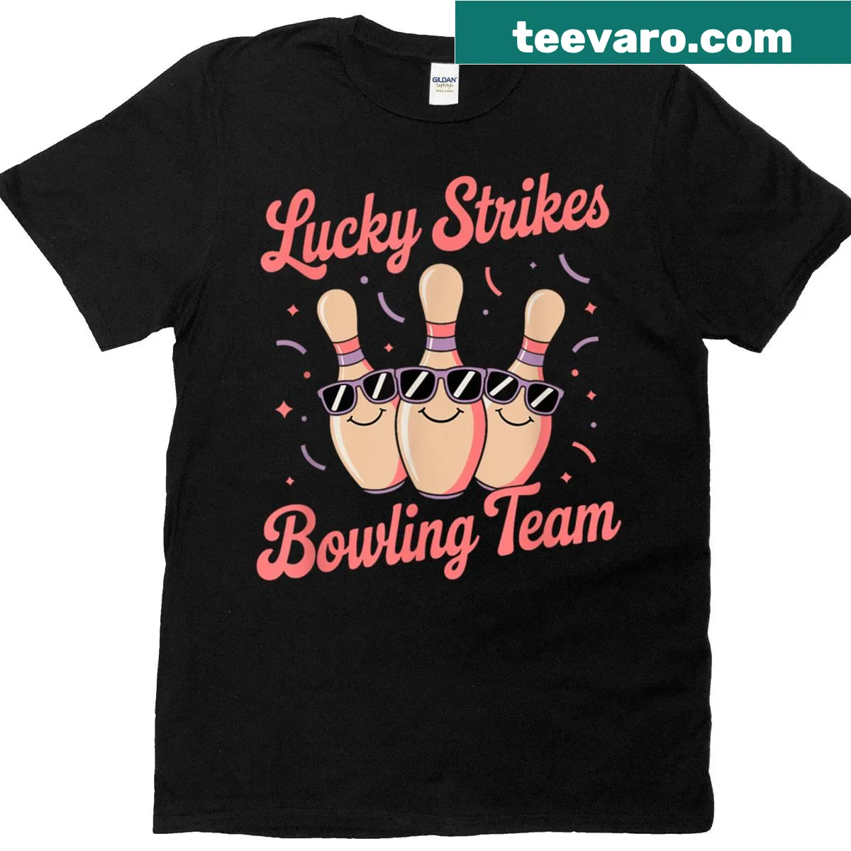 Playful bowling graphic for women or girls on a T-shirt — on a men's t-shirt