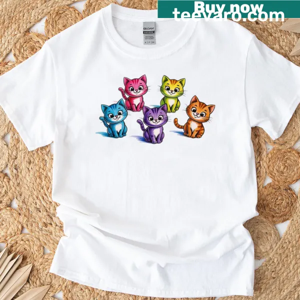 Illustration of playful kittens on a t-shirt