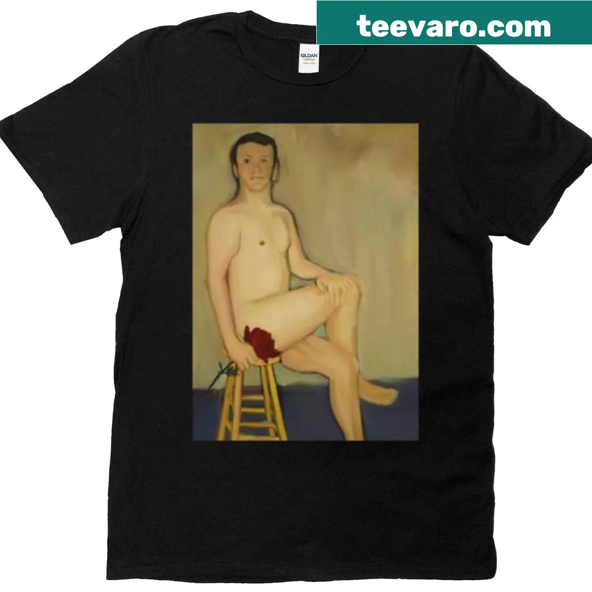 Playful illustration of Marshalls Nude Himyms on an oversized T-shirt. — on a men's t-shirt