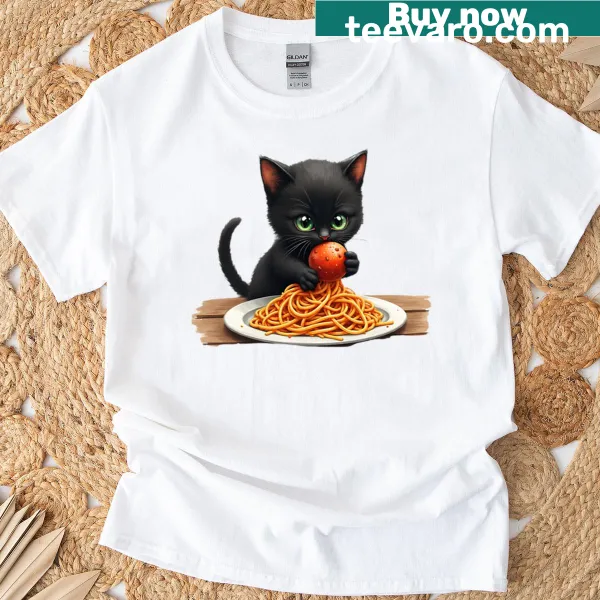 Cartoon meatball causing mischief design on a fun t-shirt