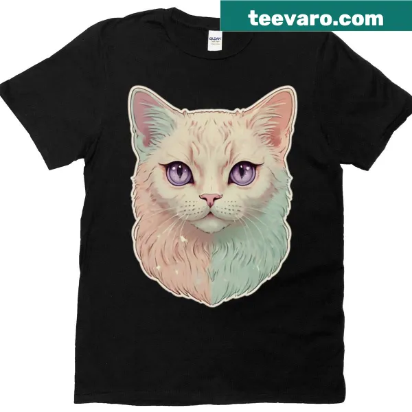 Adorable T-shirt featuring a cute cat face graphic