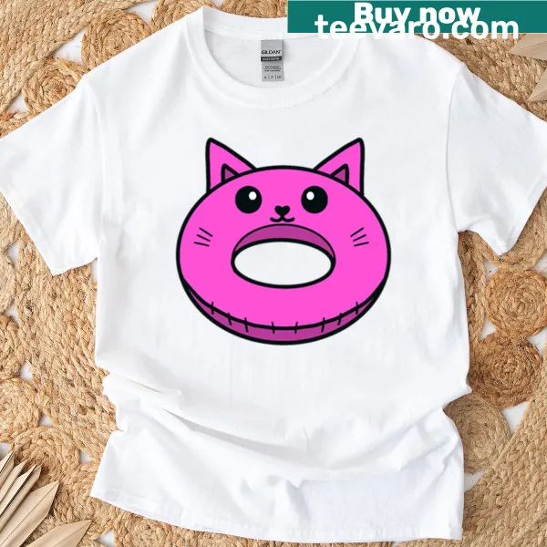 Cute cat illustration lounging on a float in the Meowfloat t-shirt