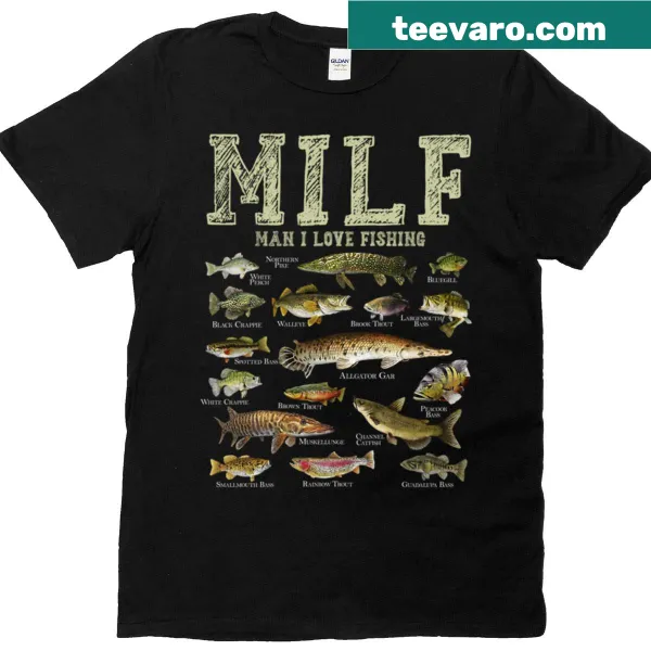 Playful fishing-themed graphic with humorous text on a T-shirt
