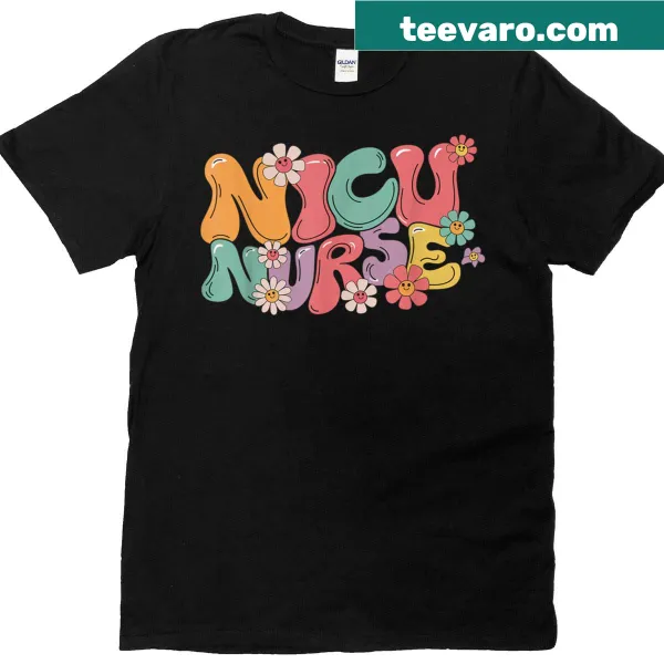 Nicu Nurse T-shirt with groovy hand-lettered nursing design