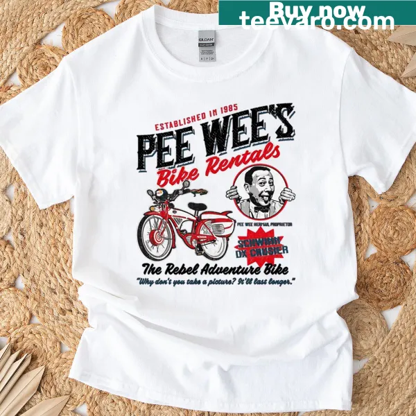 Nostalgic T-shirt featuring Pee Wee Herman and bike rentals