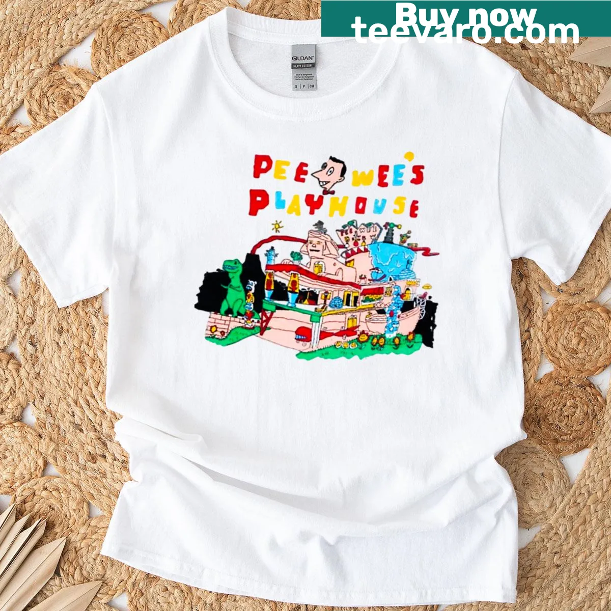 Humorous typography inspired by Pee Wee's Playhouse — on a men's t-shirt