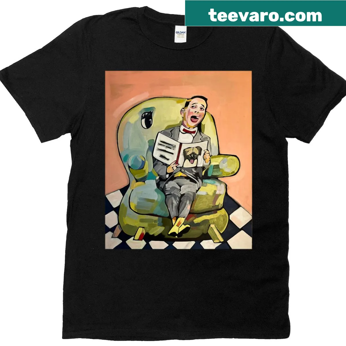 Funny illustration of Peewee Herman on a t-shirt. — on a men's t-shirt